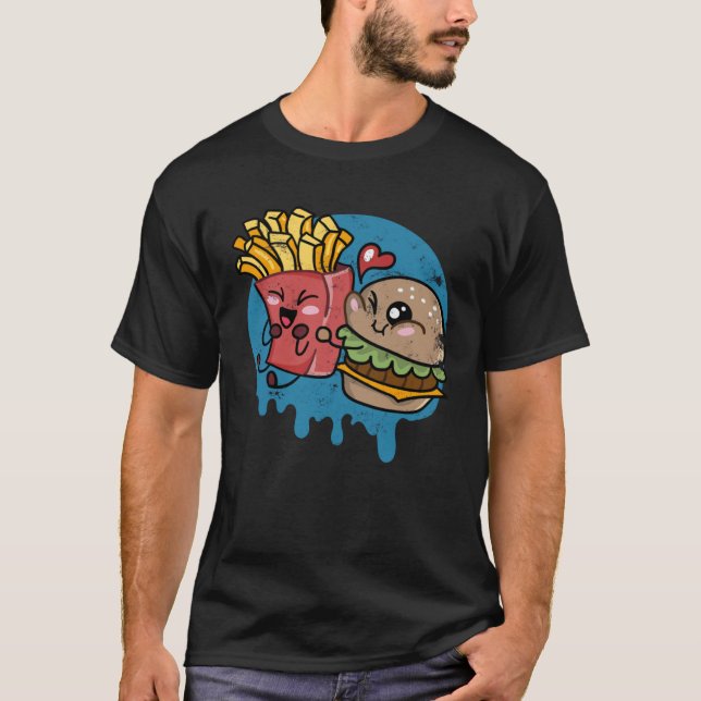 Burger And Fries Bestfriends Perfect Combo Grilled T Shirt (Framsida)