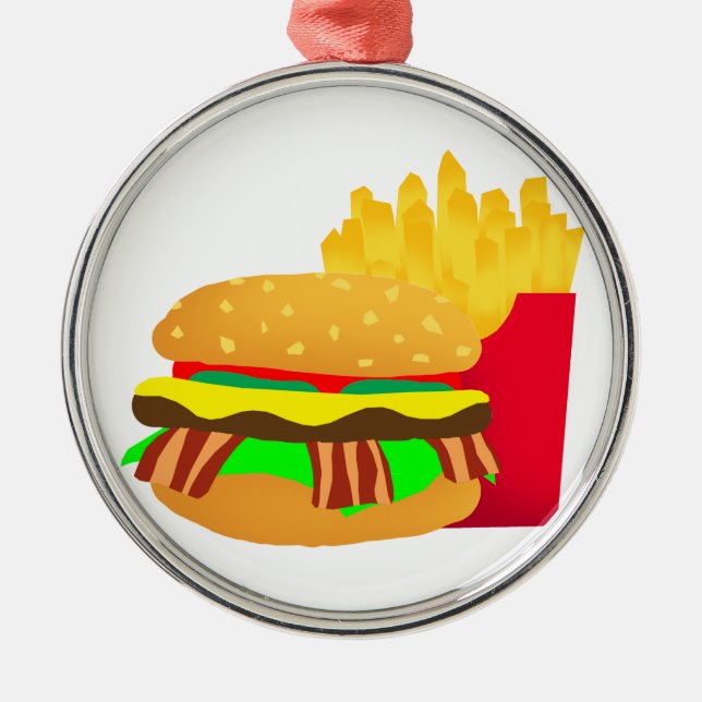 Burger and Fries Julgransprydnad Metall (Framsidan)
