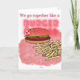 Burger and Fries Valentine Day Card Kort