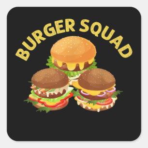 Burger Art För manar Women Hamburger Cheeseburger Fyrkantigt Klistermärke