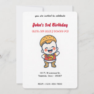 Burger Baby Personlig Birthday Inbjudningar