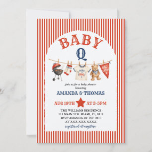 Burger Baby-Q Björn Bebis Shower Inbjudningar