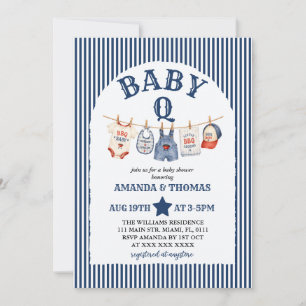 Burger Baby-Q Blå Pojke Barnkalas Inbjudningar