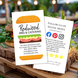 burger BBQ catering svin grillning bröllopsevenema Visitkort
