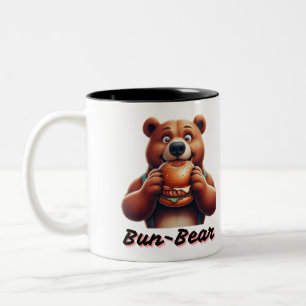 Burger Bear - Lusnyj Foodie Animal Tecknad Art Två-Tonad Mugg