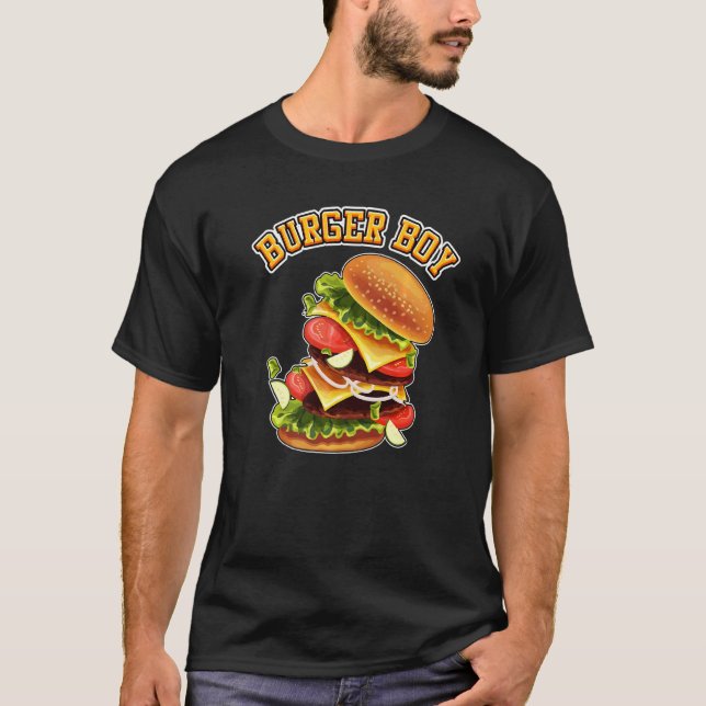 Burger Boy Hamburger Cheeseburger Funny Fast Food T Shirt (Framsida)