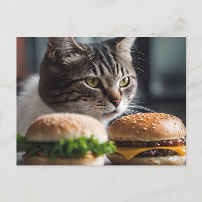 Burger Buddy- cat art Vykort (Framsida)