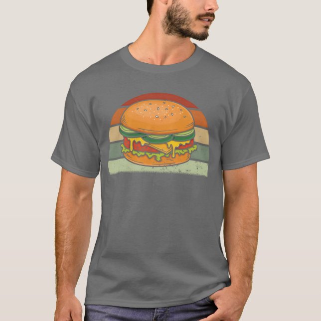 Burger Cheeseburger Hamburger Fast Food Retro vint T Shirt (Framsida)