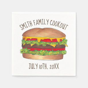 Burger Cheeseburger Reunion Picnic Cookout Party Pappersservett
