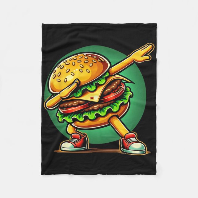 Burger Dabbing Dancing Funny Burger Hamburger Food Fleecefilt (Framsidan)