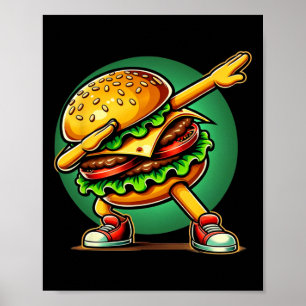 Burger Dabbing Dancing Funny Burger Hamburger Food Poster
