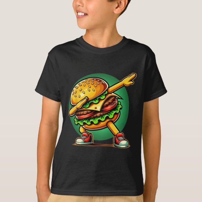 Burger Dabbing Dancing Funny Burger Hamburger Food T Shirt (Framsida)