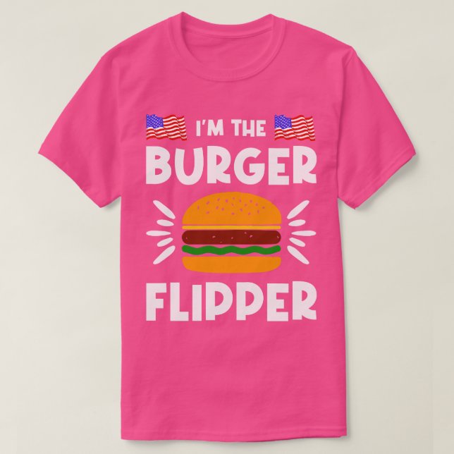 Burger Flipper American Hamburger Älskare T Shirt (Design framsida)