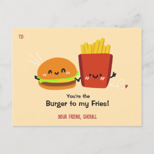 Burger & Fries Funny Valentines day-kort Helg Vykort