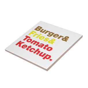 Burger & Fries & Tomato Ketchup. Kakelplatta