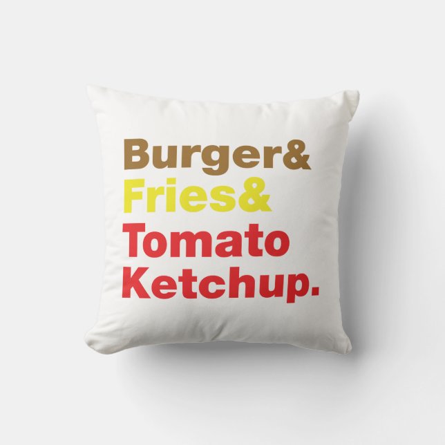 Burger & Fries & Tomato Ketchup. Kudde (Framsida)