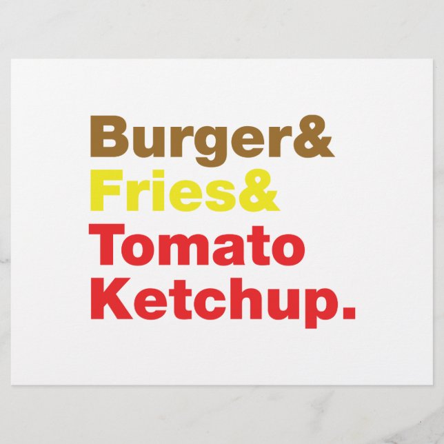 Burger & Fries & Tomato Ketchup. Reklamblad (Framsidan)