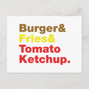 Burger & Fries & Tomato Ketchup. Vykort