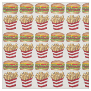 Burger Fry Fransk Fries Fast Food Fabric Tyg