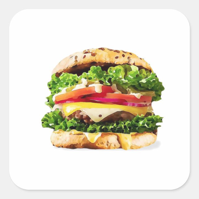 Burger Fyrkantigt Klistermärke (Framsida)