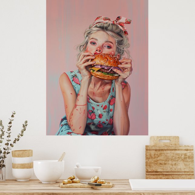 Burger Girl Poster (Kök)