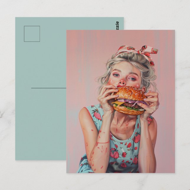 Burger Girl Vykort (Fram/baksida)