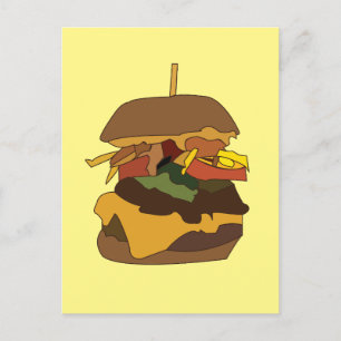 Burger Hamburger Burger Kärlek Illustration Vykort