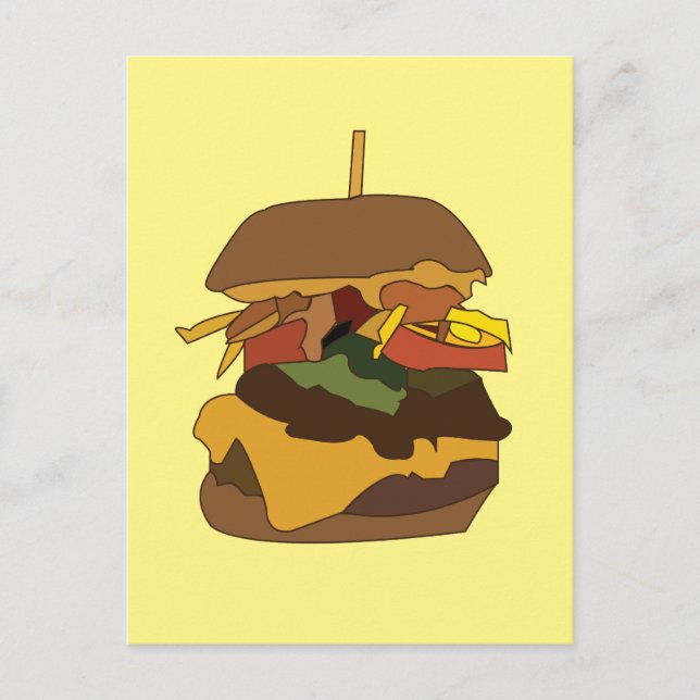 Burger Hamburger Burger Kärlek Illustration Vykort (Framsida)