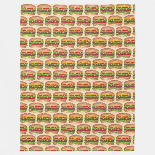 Burger Hamburger Cheeseburger Fast Food Foodie Fleecefilt (Framsidan)