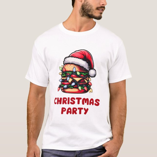 Burger Hamburger jul Hat Julafton T Shirt (Framsida)