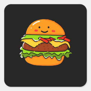 Burger Illustration Fyrkantigt Klistermärke