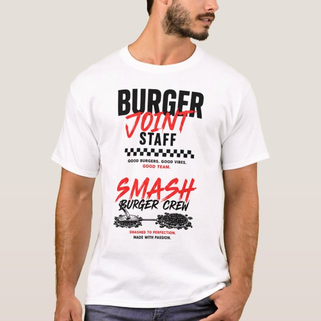 🍔 Burger Joint-personal Kreativt Restaurangteam  T Shirt (Framsida)