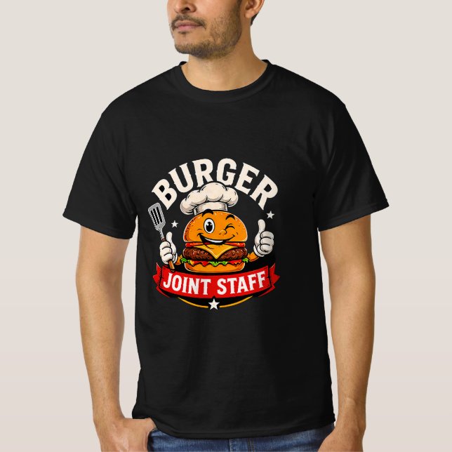 🍔 Burger Joint-personal Restaurang Team Crew 👨‍� T Shirt (Framsida)