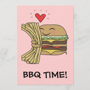 Burger Kärlek Fries BBQ Inbjudningar