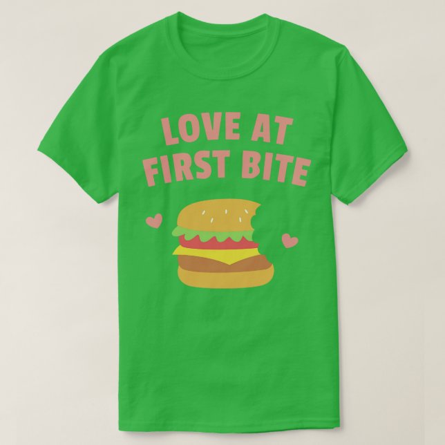 Burger Kärlek vid första Bitan lustigt T Shirt (Design framsida)