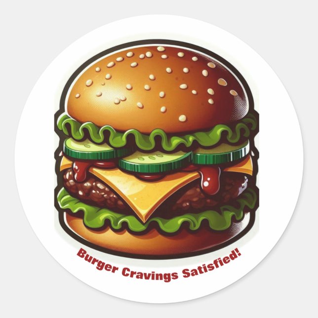 Burger Klistermärke Matbegär Uppfylld Design (Framsida)