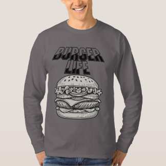 Burger Life T-Shirt - Retro Line Art Cheeseburger