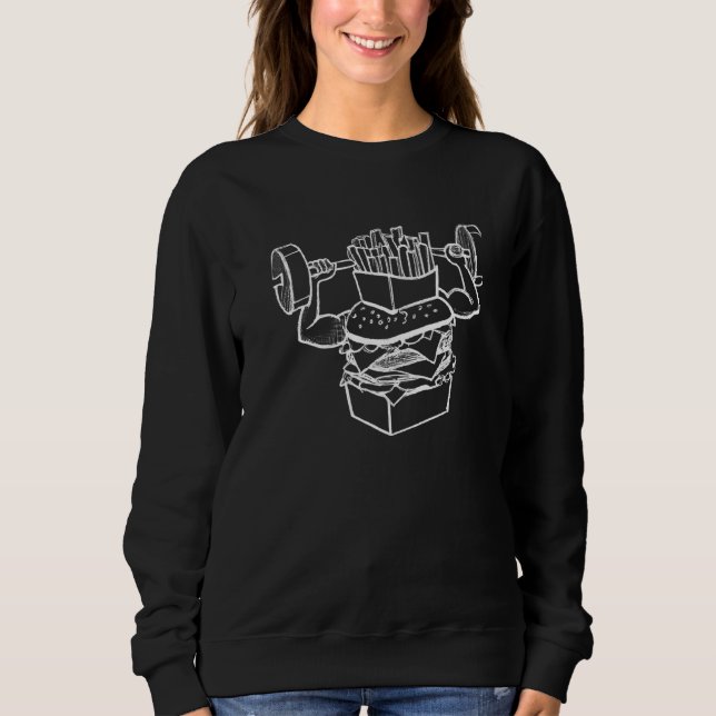 Burger Lifting Fries  Food Snatch Squat Barbell We T Shirt (Framsida)