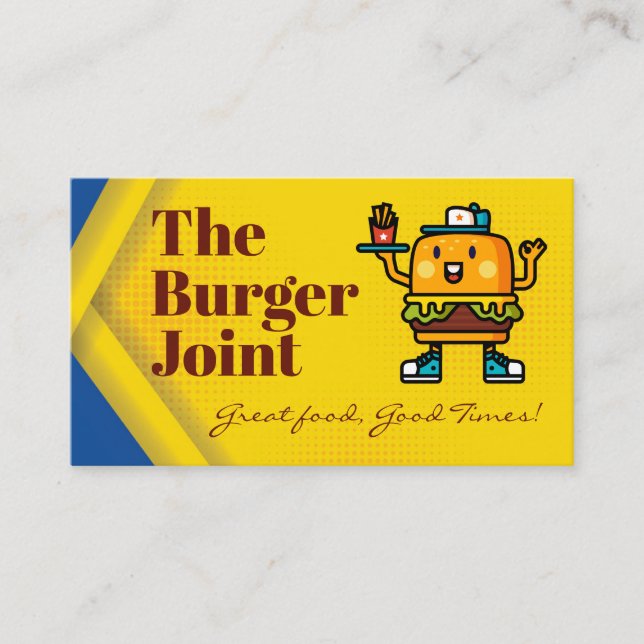 Burger Maskot | Restaurang Visitkort (Framsida)