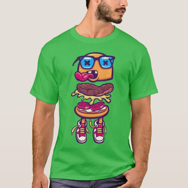 burger monster sneakers språk mat vän t shirt (Framsida)