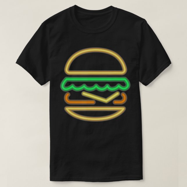 Burger Neon Stil från ett gammalt Retro Neon-tecke T Shirt (Design framsida)