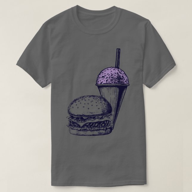 Burger och en Grape Snö Cone T Shirt (Design framsida)