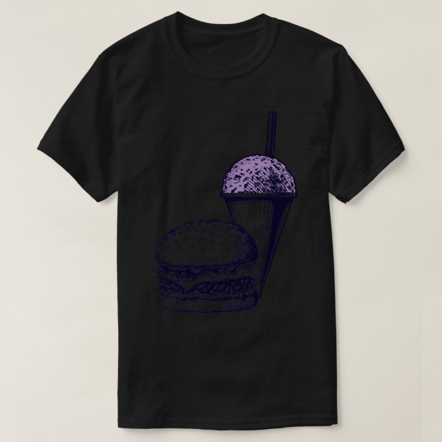 Burger och en Grape Snö Cone T Shirt (Design framsida)