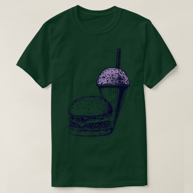 Burger och en Grape Snö Cone T Shirt (Design framsida)