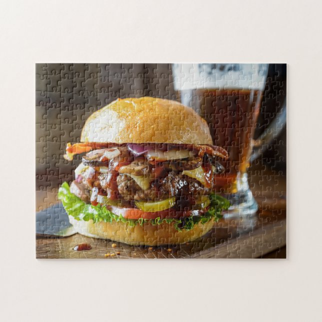 Burger- och ölpussel pussel (Horisontell)