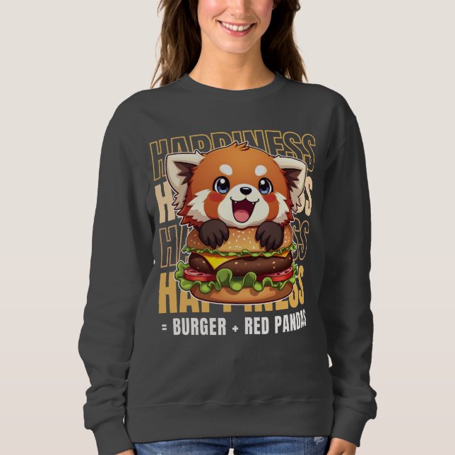 Burger och Red Pandas gör mig Lycklig T Shirt (Framsida)
