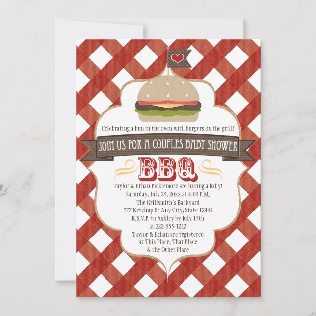 Burger Par BBQ Baby Shower-inbjudningar Inbjudningar (Framsida)