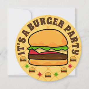 Burger Party födelsedagsinbjudan Inbjudningar