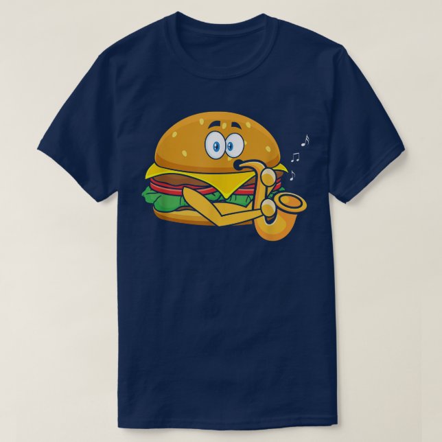 Burger Playing Saxophone, Saxophonist Player Jazz  T Shirt (Design framsida)