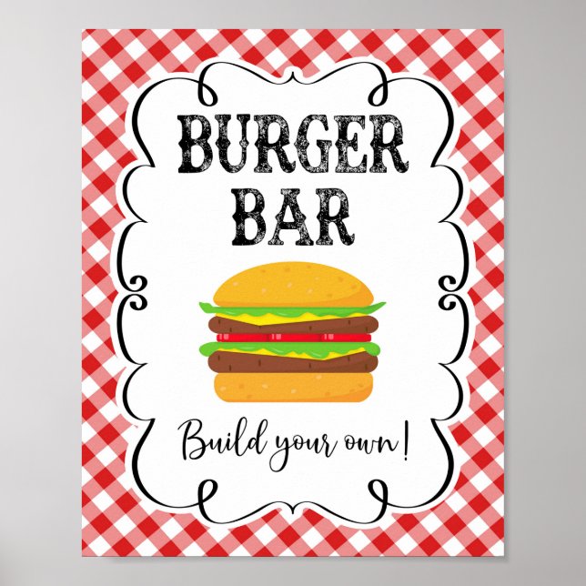 Burger Pub Red Gingham I Do BBQ Poster (Framsidan)